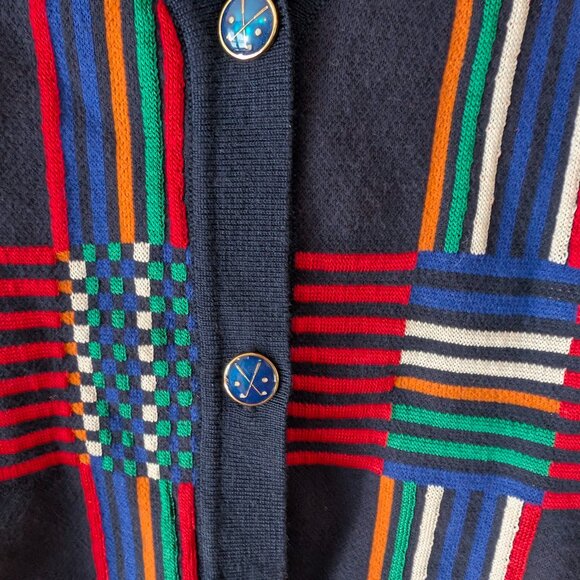 Merino Wool Multicolor Tory Burch Plaid Cardigan - Picture 3 of 8